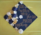 God is Within Her She Can Master Graduation Cap Topper Decoration with glitter and flowers