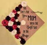 Best Seat in the House Graduation Cap Decoration with glitter and flowers