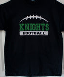 Football Team Shirt - Knights Football Shown.  Customize for your team name, colors.  Football tank, football sweatshirt, football hoodie, football long sleeves