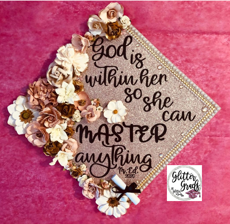 Graduation Cap Topper God is Within Her Masters – GlitterMomz