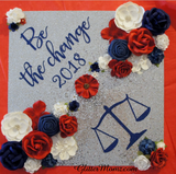 Graduation Cap Topper and Flower Crown Be the Change Legal Theme
