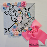 Nurse Graduation Cap Topper - Labor and Delivery - with flowers and bow
