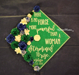 Powerful Woman Graduation Cap Topper Decoration with glitter and flowers