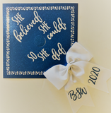 She Believed She Could Graduation Cap Topper with Rhinestone and Bow