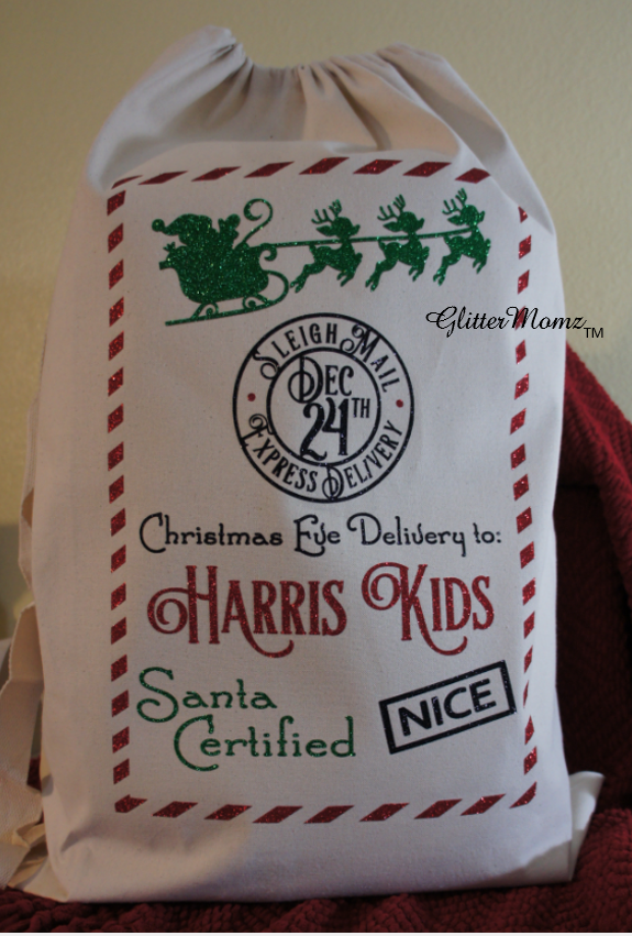 Santa Sack with North Pole Sleigh Mail Christmas Gift Bag - Santa Certified - Customize for Name